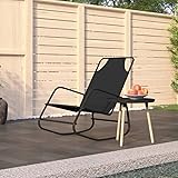 ZQQLVOO Mobile esterno balcone Poltroncine da salotto Mobili da patio Lettino Prendisole a Dondolo in Acciaio e Textilene Ner