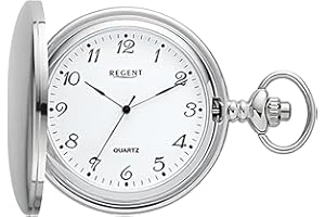 REGENT Orologio da tasca da uomo Savonnette Coperchio pieghevole 47 MM Quarzo Bianco Numeri arabi