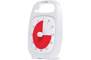 Time Timer PLUS 60 minut wizualny zegar analogowy (biały) opcjonalny alarm (pokrętło regulacji głośności) bez głośnego tykania; narzędzie do zarządzania czasem