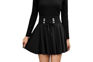 KOJOOIN Damen Rock Kariert Mini-Faltenrock Gothic Kleid Hohe Taille Cosplay Kleid A-Linie zum Schnüren(Verpackung MEHRWEG)
