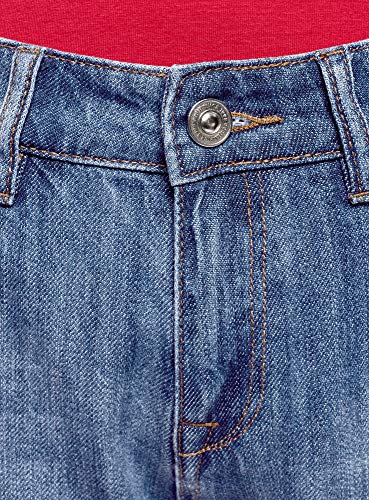 oodji Ultra Damen Boyfriend Jeans in Used-Optik, Blau, 26W / 32L (DE34 = EU36 = XS) - 