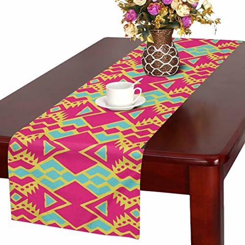 Zenzzle Table Runner 16in*72in print with colorful Aztec tribal mexican pattern