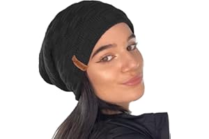 TOSKATOK® Ladies Mens Unisex Warm Winter Textured Knit Slouch Beanie hat with Cosy Faux Fur Teddy Fleece Liner