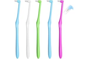 EXQUIMA 5 PCS Single Tufted Toothbrush,Single Tufted Toothbrush Orthodontic Cleaning, Interdental Brushes for Dental Cleaning for Sensitive Gums Deep Cleaning,for Dental Cleaning