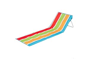 AKTIVE Tapis de Plage avec Dossier, 155X52X40 cm, Multicolore, Rembourré, Supporte 110 kg, Pliable, Structure en Acier, Tissu Oxford, Poignée de Transport, Bain de Soleil Incliné (62681)