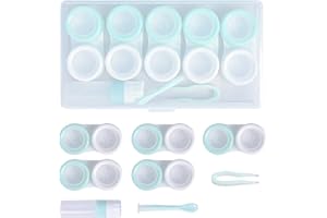 ORENGE 5 Pzi Porta Lenti a Contatto Custodia Lenti a Contatto Astuccio per Lenti a Contatto da Viaggio Contenitore Lenti a Contatto Accessori Viaggio con Cappucci L e R Pinzette Bottiglia Bastoncini, Verde