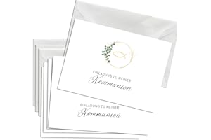 ‎BRIEFZAUBER Briefzauber 12x Kommunion Einladungskarten mit 12x Umschlägen | Set aus Din A6 Kommunionseinladungen mit Einfüllhilfe | Verfügbar für verschiedene Anlässe | Motiv: Kommunion - Minimal