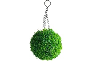 Maodom Artificial Boxwood Topiary Balls With Hanging Chains, Solar Lantern LED Outdoor Charging Induction Yard Solar Light, Indoor Outdoor Artificial Plant Ball Wedding Decoration