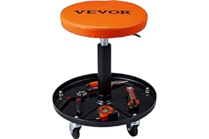 VEVOR Mekaniker pall, 113 kg rullande pneumatiskt Creeper Garage/butikssäte, justerbar höjd 55,8 cm – 71,1 cm vadderad rullande verkstadspall med verktygsbricka, för garage, butik, bilreparation
