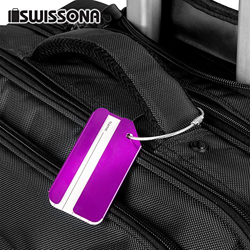 AVIATE 2 Stück Gepäckanhänger für Reisegepäck in blau und lila aus robustem Metall und 2 Jahren Zufriedenheitsgarantie - 6