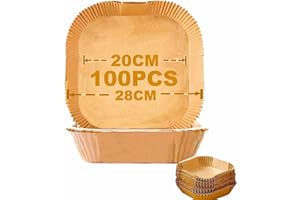 Jeffica Papel para Freidora de Aire, 100 Piezas 20CM para Cosori Cecotec 5.5L Prueba de Aceite Impermeable Desechable Antiadherente para Freidora sin Aceite 5.0-6.0L