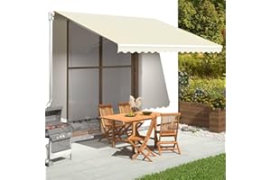 puraday Markisen Ersatzstoff 4x3,5 m Markisenbespannung Creme Markiesenstoff Wasserdicht Polyester mit PU-Beschichtung