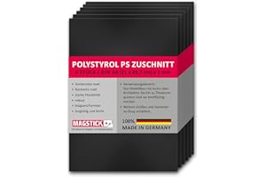 Magstick 6er Set Polystyrol Platten schwarz I DIN A4 Kunststoff-Hartplatten PS Zuschnitte I 21 x 29,7 cm I Modellbau Architektur I mag274