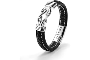 SUNSH PAPA Cadeau Bracelet En Pierre Naturelle Avec Papa Gravé Bracelet En Perles Noires Avec éLasticité En DifféRentes Tailles Pour PèRe