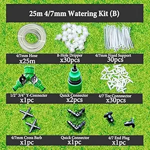 GlobalNiche 30M Transparent Micro Drip Irrigation System Plant Self Watering Garden Hose Kits Witg 1/4'' PVC Hose Tubing Joints: Ab372Cxb