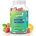 Gytree Biotin Gummies for Complete Hair, Skin & Nail Support | With Vital Nutrients, Inositol & Vitamin C, A, E, B6, Folate, Zinc | Strawberry Flavour | No Gelatin, No Soy, Lactose Free (30 gummies)