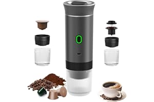 Umisu Machine à Café Portable, 3 en 1 Cafetières Expresso à Capsules et Café Moulu Machine à Expresso Électrique Chauffage Rapide pour Bureau Voyage Camping Maison (Gris)