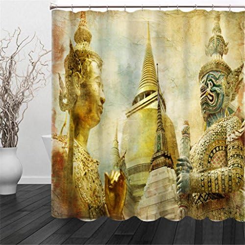 Shower Curtain 3D Visual space Golden Castle Architecture Digital printing Thickened Occlusion privacy Bathroom Decoration Cut off Bathtub Waterproof Hanging curtains , C , 180*180cm