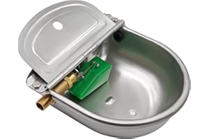 MASXIRCH Edelstahl Wassernapf mit 1/2 Zoll Messing Schwimmerventil Hund Automatische Tränke mit Ablassschraube für Pferd Hund Rinder Ziege Schaf Schwein