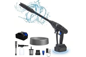 DVONE Idropulitrice a Batteria, Idropulitrice Portatile con 10 M di Tubo Flessibile ad Alta Pressione, Distanza Effettiva di 8 M,Motore Potente, Bassa Rumorosità e Lunga Durata Della Batteria, per Auto