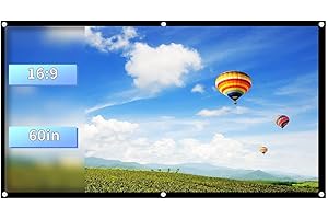 BEWINNER 60-120 Inch Pantalla de Proyección,16: 9 HD Plegable Antiarrugas Portátil Pantalla Lavable para Cine en Casa,Pantalla de Proyector en Pared/Techo,Ideal para Película al Aire Libre(60 Inch)