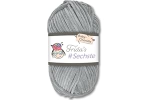 Frida's Wollhaus Frida's - 50 g - Sixième fil chenille pour bébé - Pour tricot et crochet - Amigurumi - Velouté - Doux - 30 couleurs (782 - Gris clair)