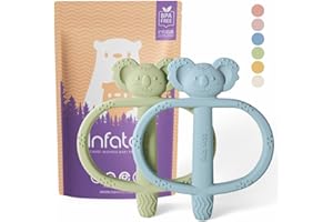 Infatot® Koda Koala Bitey – 2‑Pack Silicone Baby Teething Toys for Infant, Toddler, BPA‑Free Teether Toy 0‑6 Months, Silicone Teethers for Babies, Sensory Gum Massage & Teething Relief – Blue & Green