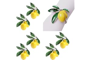 BAKERMICHE 6 Stück Serviettenringhalter Zitronen Serviettenhalter kreative Serviettenschnallen Metall Serviettenringe Bauernhaus Serviettenhalter Abendessen Tischdekoration