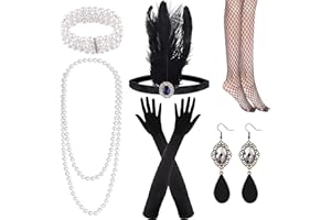 Aomantic Sarl Años 20 Fiesta Disfraz, 6 Piezas Accesorios Años 20 Mujer, Accesorios Great Gatsby, 1920 Juego de Accesorios, 1920s Accesorios Set, Accesorios de los Años 20, para carnaval y Halloween