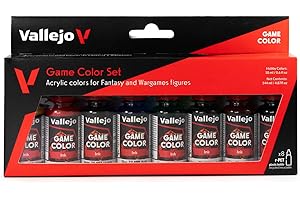 Vallejo Game Color Set de Peinture Acrylique - Kit de 8 Tintas Transparentes 18 Ml avec Cuentagotas pour Ombres et Effets - Idéal pour Fantaisie et Wargames