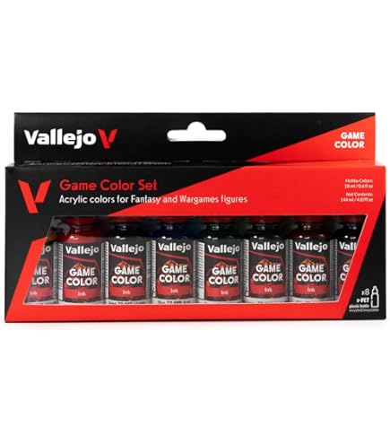 Set De Peintures Game Color Inks Vallejo - 8 Flacons De 18ml - Pour Maquettes Chars Et Figurines