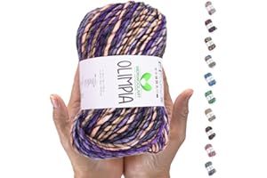 MeriWoolArt Hilo de Lana Merino, 100 m Multicolor Grueso y Suave para Tejer Suéteres y Cárdigans, Hilo XXL Gigante para Tejer a Mano, Lana Voluminosa para Bufandas, Chales y Regalos de Invierno