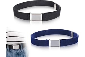 KAPSING Paket med 2 bälten för barn, elastiskt stretchbä , justerbart barnbä , enhetligt bä med metallspänne för barn pojkar flickor, Svart, generico