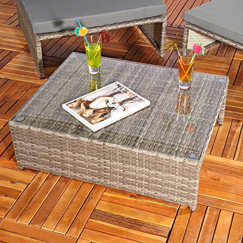 Sitzgarnitur + 2 Sessel und Tisch Gartenset Gartenmöbel Lounge Poly Rattan grau