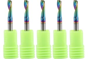 TRVOXVIQ DLC Coating CNC Single Flute Router Bits 4mm(0.157") Shank, 4mm（0.157” Cutting Dia,12mm (0.472) Cutting Length, 5 PCS Solid Tungsten Carbide Alloy End Mill Milling Cutter for Aluminum