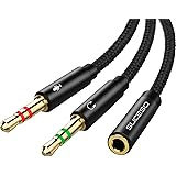 SUCESO Adaptateur Jack Audio Stéréo 3,5mm Adaptateur Micro Casque Câble en Nylon Tressé Splitter Adaptateur Y Jack Micro Audi