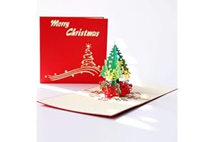 ANEWISH 3D Pop-up Tarjeta de Navidad, árbol de Navidad, Renos, Santa Claus,Fiesta de Navidad con Sobre para su Familia,Amantes,Amigos o colegas