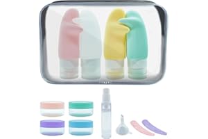 Kqpoinw Flacon Voyage Avion, 90ml Kit Voyage Avion Silicone, Anti-Fuite, sans BPA, Bouteille de Voyage à Remplir, Contenant Voyage, Ensemble de Voyage Portable pour Shampoo Creme Cosmétiques