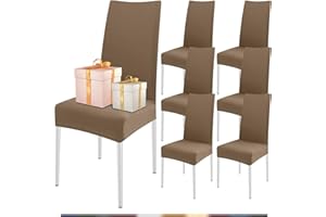 ‎FIGOOO FIGOOO Stuhlhussen 6er Set Stretch Stuhlhussen für Esszimmerstühle Elastisch Moderne Universal Stuhlbezug für Restaurant Hotel Bankett Party Deko(Erdiges Braun,6er Set)