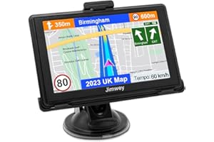 UK Sat Nav Car Navigation - Jimwey 5 Inch GPS Navigator with 2023 UK Europe Maps, Free Lifetime Updates, for Truck Lorry HGV Motorhome, Postcode, Speed Camera Alert, Lane Guidance Assist, POI