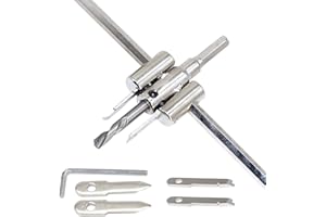 RobLuX Sierra de Agujero Circular Ajustable,Kit de Sierra Cortadora de Agujeros de Círculo Ajustable,Broca para Sierra Circular Adecuada para Madera,PláStico,Yeso (30-200mm)