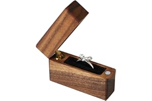 Gouert Walnuss Ring Box Tragbar Kleine Handgefertigte Hölzerne Hoch Ringbox Schmuckschatulle Verlobungsring Box