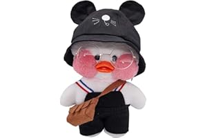 Tittaty Pato de Peluche de Juguete muñeca de Dibujos Animados Lindo suéter Sombrero Gafas
