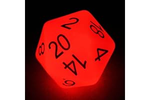 BESCON DICE Bescon Jumbo Glowing D20 38MM, Big Size 20 Sides Dice Blue Glow In Dark, Big 20 Faces Cube 1.5 Inch