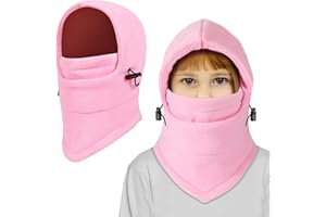 TAGVO Sturmhaube Winter Kinder 4-10 Jahre, Antistatisch Warm Fleece Skimaske mit Kordelzug, Atmungsaktiv Elastizität Balaclava Nackenwärmer Hals Gaiter für Jungen und Mädchen Outdoor-Aktivitäten