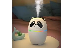 Viraaji Aroma Humidifier Cool Mist Panda Humidifier with 7 Color Night Lights, Small Usb Ultrasonic air With Essential Oil Diffuser for Car, Bedroom & Office Moisture (Multicolor, 250ML)