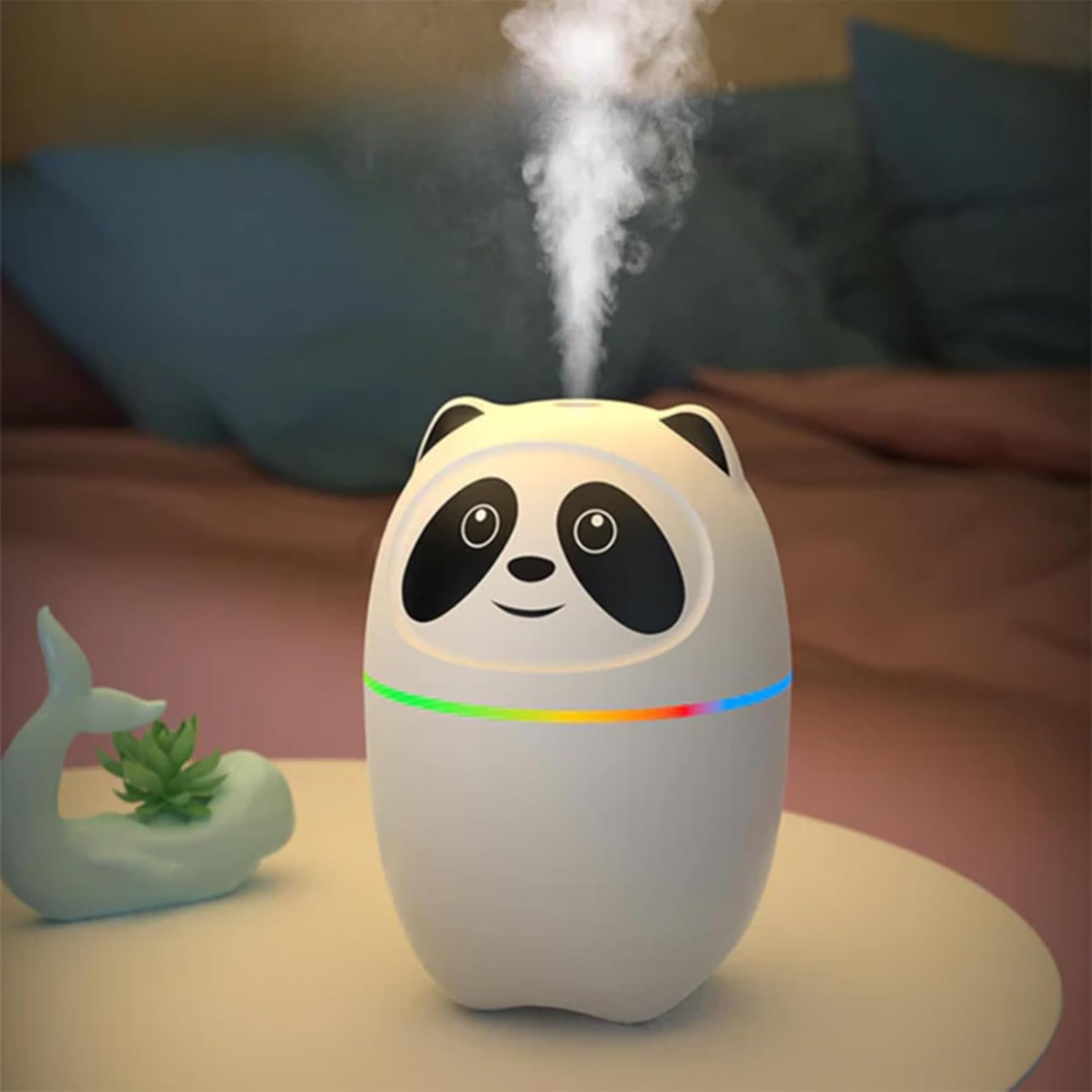 Viraaji Aroma Humidifier | Cool Mist Panda Humidifier with 7 Color Night Lights, Small Usb Ultrasonic air With Essential Oil Diffuser for Car, Bedroom & Office Moisture (Multicolor, 250ML)