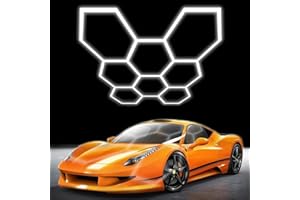 MIMIEAR Hexagon Garage Light: Higher Brightness Lumens LED Honeycomb Ceiling Light, 8 Grids Systems 6500K,2.6x2.4m Grid Lighting for Garages, Gym, Car Detailing Shop,Auto Beauty Shop,Shopping malls (8 HEX)