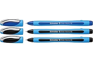 ‎SCHNEIDER Schneider Kugelschreiber Slider Memo XB (extrabreit, Made in Germany) 3er Etui, 2x schwarz/1x blau