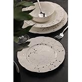 K&uuml;tahya Porselen Bone Olympos 56 Par&ccedil;a 12 Kişilik Yemek Takımı Leaves Silver